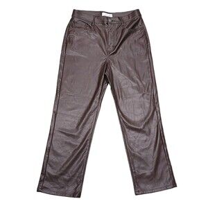 Made and loved LOFT Pants Women's Faux Leather Brown Size 6/28 Straight Leg